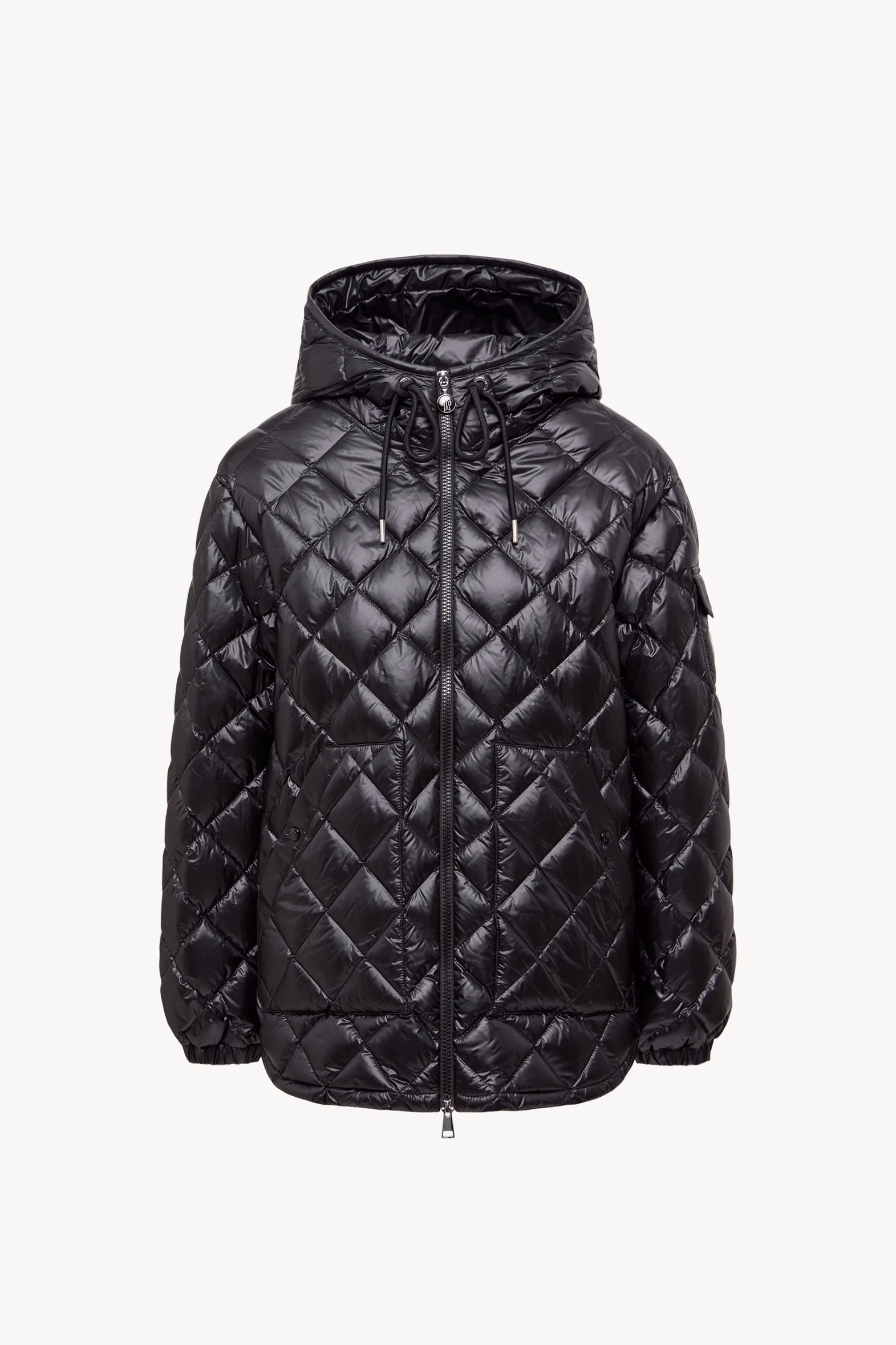 Diamond-Quilted Hooded Short Down Jacket Women Black Moncler 2